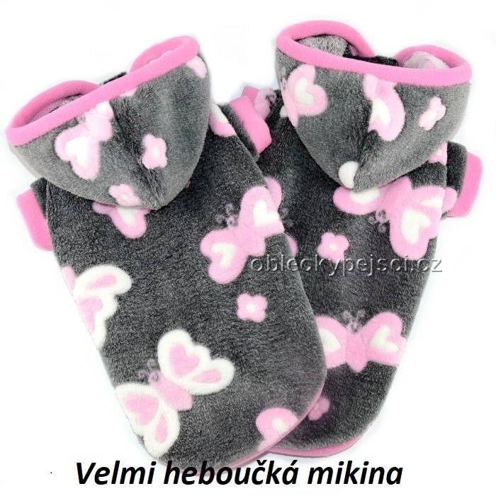 Mikina pro psí holky Šedá s motýlky